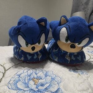 Blue Sonic the Hedgehog Plush Slippers